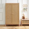 Armoire MAREO rose et cannage rotin 2 portes