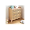 Commode enfant MAREO rose et cannage rotin 3 tiroirs 80cm