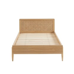 Lit enfant MAREO rose et cannage rotin 90x190 sommier inclus