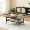 Table basse LUNIO noir et cannage rotin 115cm