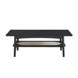 Table basse LUNIO noir et cannage rotin 115cm