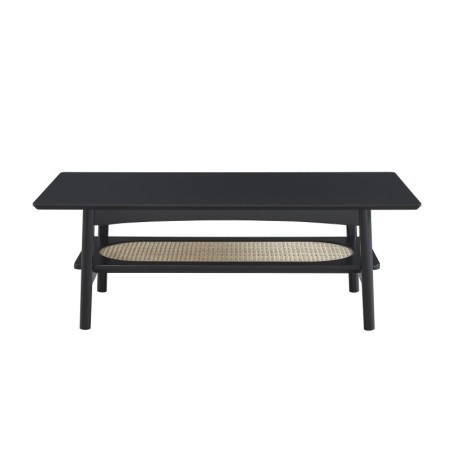 Table basse LUNIO noir et cannage rotin 115cm