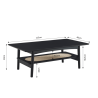 Table basse LUNIO noir et cannage rotin 115cm