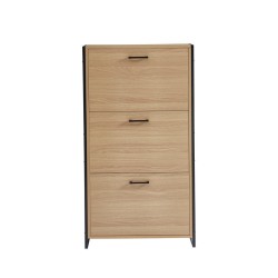 Meuble à chaussures STELIO effet chêne et métal noir 63cm