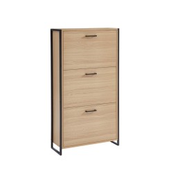 Meuble à chaussures STELIO effet chêne et métal noir 63cm