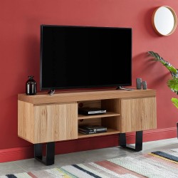 Meuble tv NOLUX effet chêne et métal noir 140cm