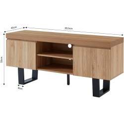 Meuble tv NOLUX effet chêne et métal noir 140cm