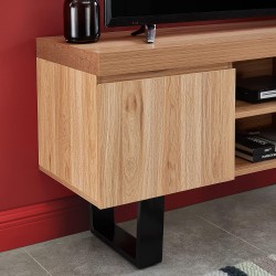 Meuble tv NOLUX effet chêne et métal noir 140cm