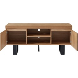 Meuble tv NOLUX effet chêne et métal noir 140cm