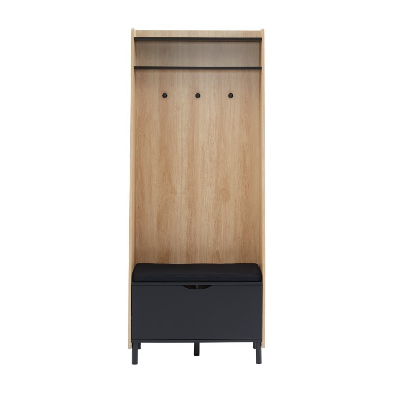 Vestiaire d'entrée YUKO effet chêne et gris anthracite 75cm