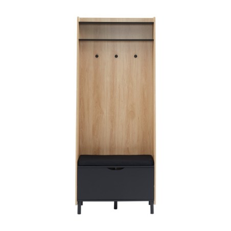 Vestiaire d'entrée YUKO effet chêne et gris anthracite 75cm