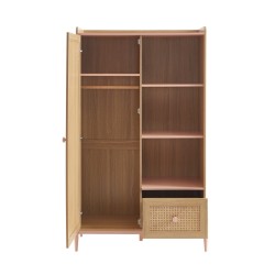 Armoire MAREO rose et cannage rotin 1 porte et 1 tiroir