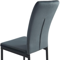 Lot de 4 chaises OPIA velours gris anthracite pieds métal noir