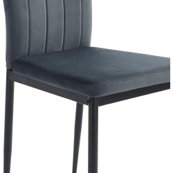Lot de 4 chaises OPIA velours gris anthracite pieds métal noir