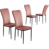 Lot de 4 chaises OPIA velours rose pieds métal noir