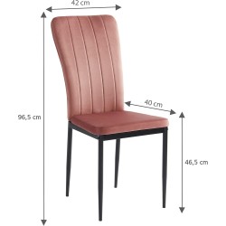 Lot de 4 chaises OPIA velours rose pieds métal noir