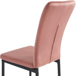Lot de 4 chaises OPIA velours rose pieds métal noir
