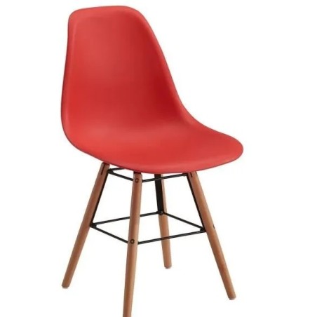 Lot de 2 chaises RIVA rouge pieds en hêtre massif