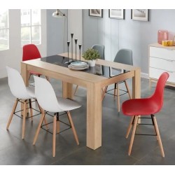 Lot de 2 chaises RIVA rouge pieds en hêtre massif