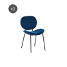 Lot de 2 chaises SHELIO velours bleu pieds métal noir