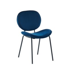 Lot de 2 chaises SHELIO velours bleu pieds métal noir
