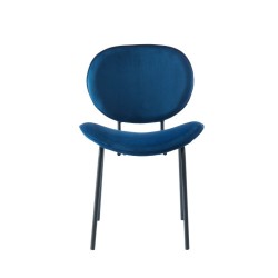 Lot de 2 chaises SHELIO velours bleu pieds métal noir
