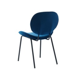 Lot de 2 chaises SHELIO velours bleu pieds métal noir