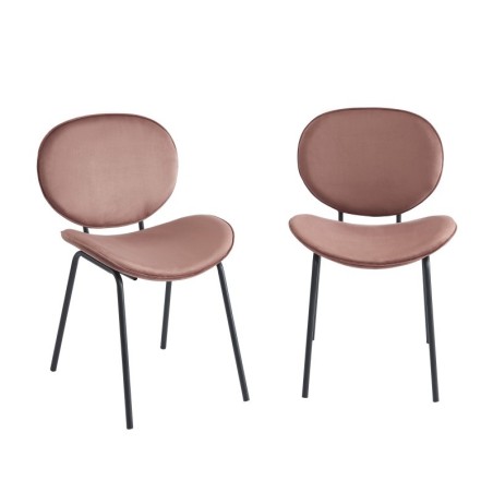 Lot de 2 chaises SHELIO velours rose pieds métal noir