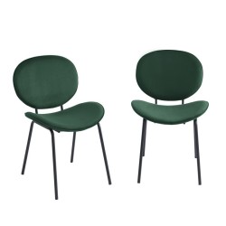 Lot de 2 chaises SHELIO velours vert pieds métal noir