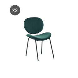 Lot de 2 chaises SHELIO velours vert pieds métal noir