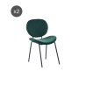 Lot de 2 chaises SHELIO velours vert pieds métal noir