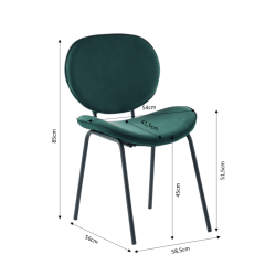 Lot de 2 chaises SHELIO velours vert pieds métal noir