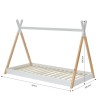 Lit enfant tipi MINTO blanc et pin massif 90x190 sommier inclus
