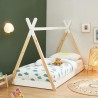 Lit enfant tipi MINTO blanc et pin massif 90x190 sommier inclus