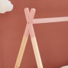 Lit enfant tipi MINTO rose et pin massif 90x190 sommier inclus