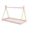 Lit enfant tipi MINTO rose et pin massif 90x190 sommier inclus