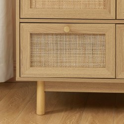 Armoire NALORA effet chêne et cannage rotin 2 portes 90cm