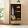 Armoire NALORA effet chêne et cannage rotin 2 portes 90cm