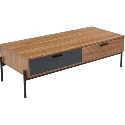 Table basse ARVIA effet chêne foncé et gris 115cm