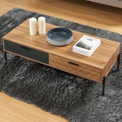 Table basse ARVIA effet chêne foncé et gris 115cm