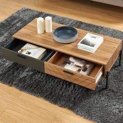 Table basse ARVIA effet chêne foncé et gris 115cm