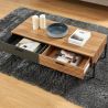 Table basse ARVIA effet chêne foncé et gris 115cm