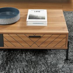 Table basse ARVIA effet chêne foncé et gris 115cm