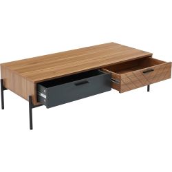 Table basse ARVIA effet chêne foncé et gris 115cm