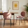 Lot de 2 chaises SHELIO velours rose pieds métal noir