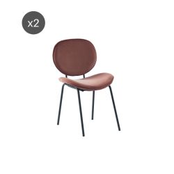 Lot de 2 chaises SHELIO velours rose pieds métal noir