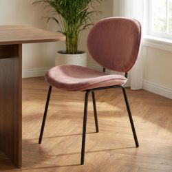 Lot de 2 chaises SHELIO velours rose pieds métal noir