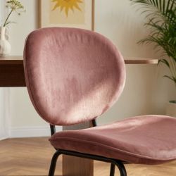 Lot de 2 chaises SHELIO velours rose pieds métal noir