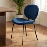 Lot de 2 chaises SHELIO velours bleu pieds métal noir