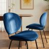 Lot de 2 chaises SHELIO velours bleu pieds métal noir